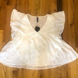White flowy Mango blouse